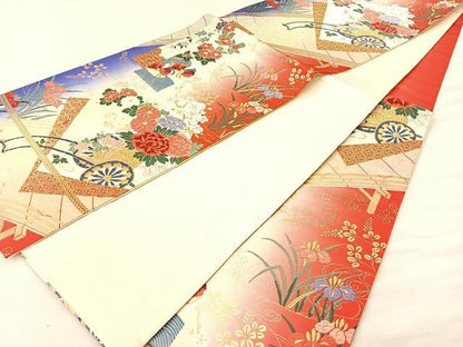平和屋着物◎六通柄袋帯 唐織 古典調花鳥紋 金糸 正絹 逸品 BAAL3109if