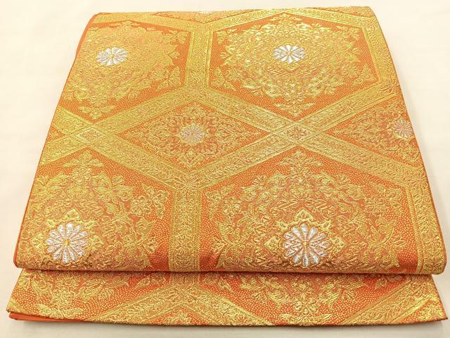 平和屋着物◎六通柄袋帯 亀甲花文 金銀糸 やまとオリジナル 正絹 逸品 BAAL3115if