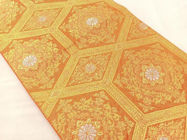 平和屋着物◎六通柄袋帯 亀甲花文 金銀糸 やまとオリジナル 正絹 逸品 BAAL3115if