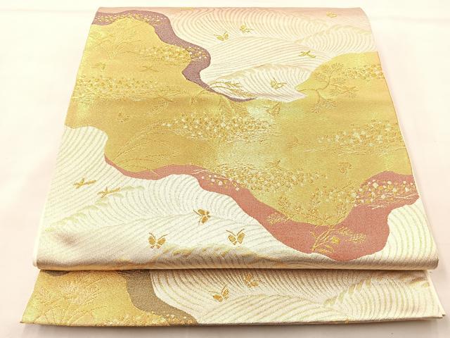 平和屋着物◎六通柄袋帯 道長文様 金糸 正絹 逸品 BAAL4191if