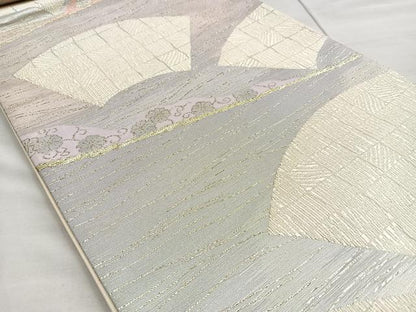 平和屋着物◎六通柄袋帯 流水地紙花文 金銀糸 正絹 逸品 BAAL6002ea