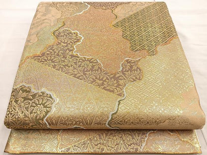 平和屋着物●佐賀錦 六通柄袋帯利休好み 金銀糸 正絹 逸品 BAAL6023ea