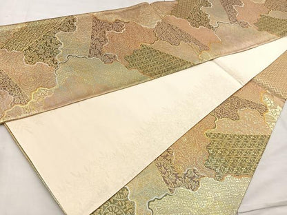平和屋着物●佐賀錦 六通柄袋帯利休好み 金銀糸 正絹 逸品 BAAL6023ea