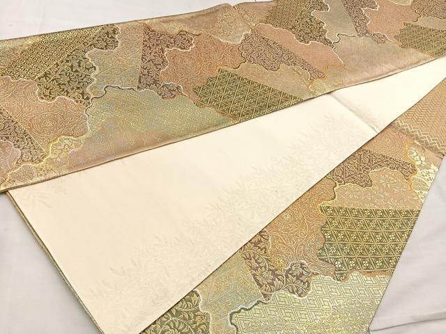 平和屋着物●佐賀錦 六通柄袋帯利休好み 金銀糸 正絹 逸品 BAAL6023ea