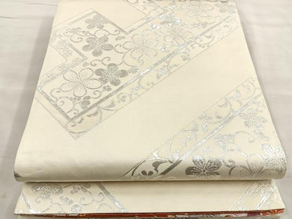 平和屋着物◎両面六通柄袋帯 花唐草文 金糸 正絹 逸品 BAAL6233ea
