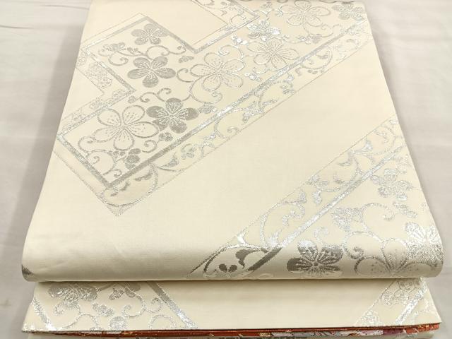 平和屋着物◎両面六通柄袋帯 花唐草文 金糸 正絹 逸品 BAAL6233ea