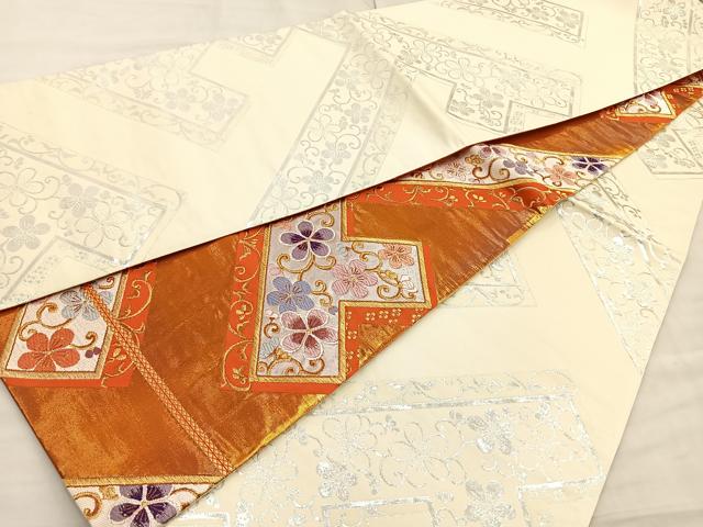 平和屋着物◎両面六通柄袋帯 花唐草文 金糸 正絹 逸品 BAAL6233ea