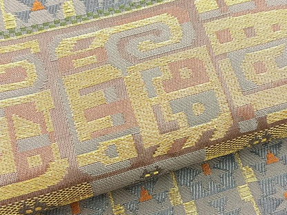 平和屋着物●六通柄袋帯 吉祥横段文 金糸 正絹 逸品 BAAL6271ea