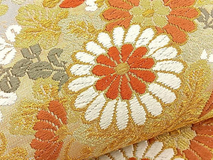 平和屋着物●六通柄袋帯 唐織 花鳥菱文 金糸 正絹 逸品 BAAL6279ea