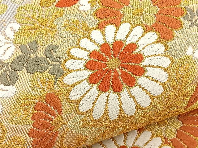 平和屋着物●六通柄袋帯 唐織 花鳥菱文 金糸 正絹 逸品 BAAL6279ea