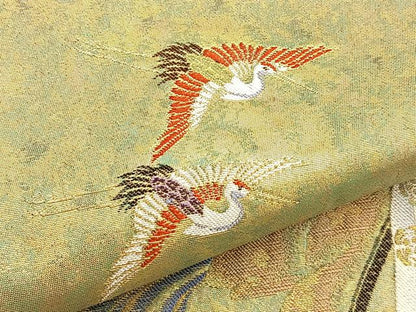 平和屋着物◎六通柄袋帯　唐織　御所の庭　金銹錦　引箔　正絹　逸品　BAAL6298ea