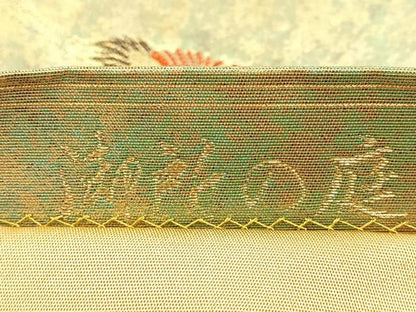 平和屋着物◎六通柄袋帯　唐織　御所の庭　金銹錦　引箔　正絹　逸品　BAAL6298ea
