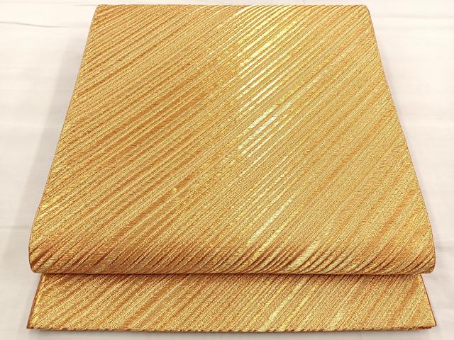 平和屋着物◎六通柄袋帯 斜線文 金糸 正絹 逸品 BAAL6407ea
