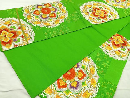 平和屋着物◎六通柄袋帯 唐織 正倉院くさばなもん 金銀糸 正絹 逸品 BAAL6415ea
