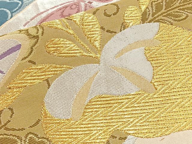 平和屋着物◎六通柄袋帯 唐織 花蝶文 金銀糸 正絹 逸品 BAAL6422ea