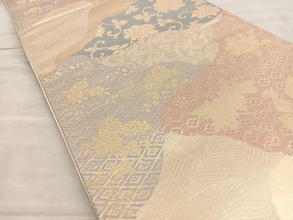 平和屋着物◎六通柄袋帯 道長鳳凰花唐草文 金糸 正絹 逸品 BAAL6448ea
