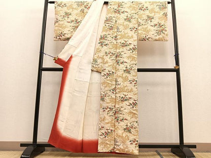 平和屋着物■上質な小紋　草花文　金彩　正絹　逸品　BAAL6734yc