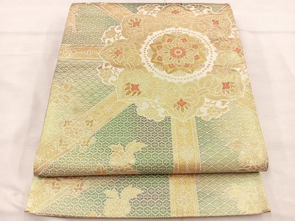 平和屋着物◎六通柄袋帯 正倉院蜀江文様 金糸 正絹 逸品 BAAL7105di