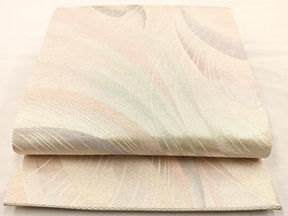 平和屋着物◎六通柄袋帯 流水文 銀糸 正絹 逸品 BAAL7824cm