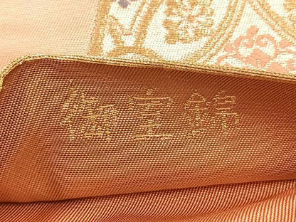平和屋着物◎六通柄袋帯 御室錦 重ね扇面文 金糸 正絹 逸品 BAAL7833cm