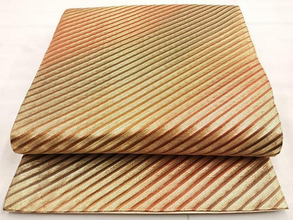 平和屋着物◎佐賀錦　全通柄袋帯　斜島　金糸　正絹　逸品　BAAL7871cm