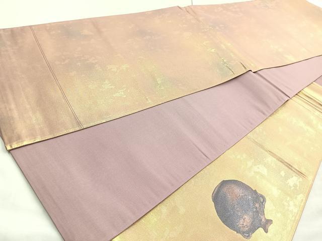 平和屋着物◎太鼓柄袋帯 陶器文 引箔 正絹 逸品 BAAL7873cm