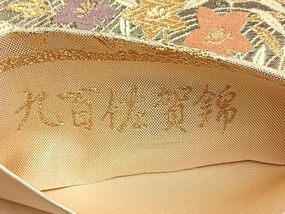 平和屋着物◎六通柄袋帯 九百佐賀錦 蒔絵 金糸 正絹 逸品 BAAL7880cm