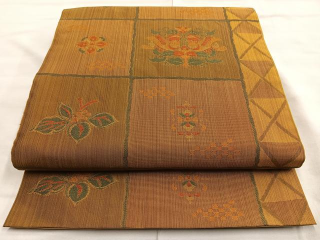 平和屋着物◎六通柄袋帯 唐織 鴛鴦花文 正絹 逸品 BAAL7889cm