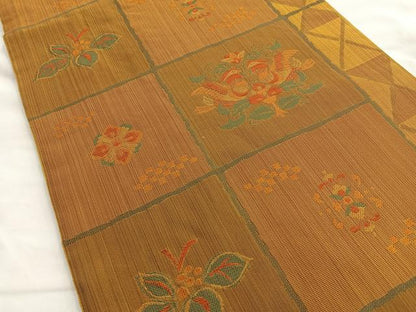 平和屋着物◎六通柄袋帯 唐織 鴛鴦花文 正絹 逸品 BAAL7889cm