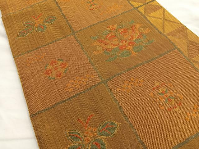 平和屋着物◎六通柄袋帯 唐織 鴛鴦花文 正絹 逸品 BAAL7889cm