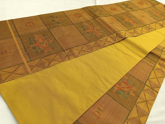 平和屋着物◎六通柄袋帯 唐織 鴛鴦花文 正絹 逸品 BAAL7889cm