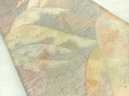 平和屋着物◎六通柄袋帯　遠山風景文　金糸　正絹　逸品　BAAL7897cm