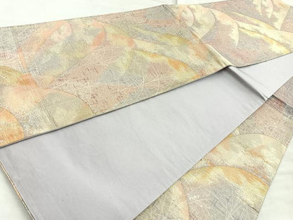 平和屋着物◎六通柄袋帯　遠山風景文　金糸　正絹　逸品　BAAL7897cm