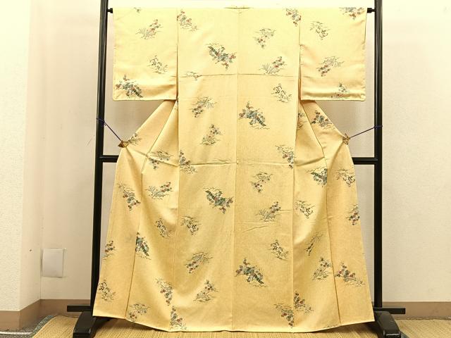 平和屋着物■上質な小紋　雲隠れ風景花文　正絹　逸品　未使用　BAAL8318pm