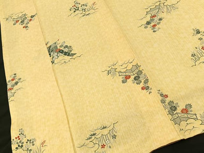 平和屋着物■上質な小紋　雲隠れ風景花文　正絹　逸品　未使用　BAAL8318pm