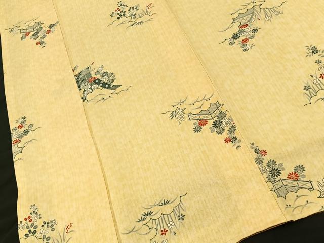 平和屋着物■上質な小紋　雲隠れ風景花文　正絹　逸品　未使用　BAAL8318pm
