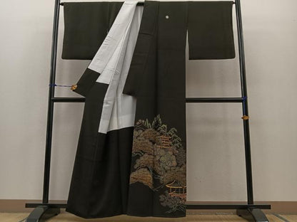 平和屋着物■豪華黒留袖 駒刺繍 風景文 金彩 正絹 逸品 BAAL8994ev