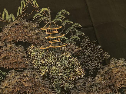 平和屋着物■豪華黒留袖 駒刺繍 風景文 金彩 正絹 逸品 BAAL8994ev