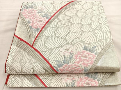 平和屋着物◎六通柄袋帯 唐織 瑞雀清海 プラチナ箔 銀糸 正絹 逸品 BAAL9201di