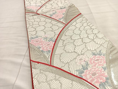 平和屋着物◎六通柄袋帯 唐織 瑞雀清海 プラチナ箔 銀糸 正絹 逸品 BAAL9201di