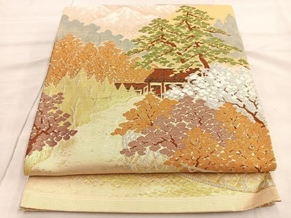 平和屋着物◎六通柄袋帯　風景文　正絹　逸品　BAAL9206di