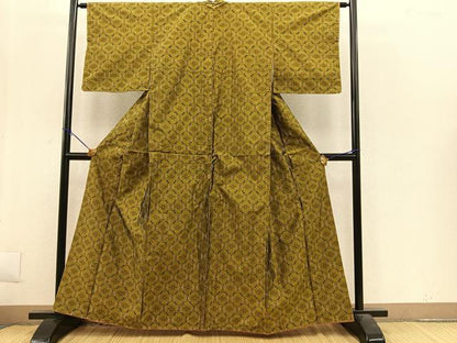 平和屋着物●本場琉球絣 紬 花菱文 正絹 逸品 BAAL9460pk