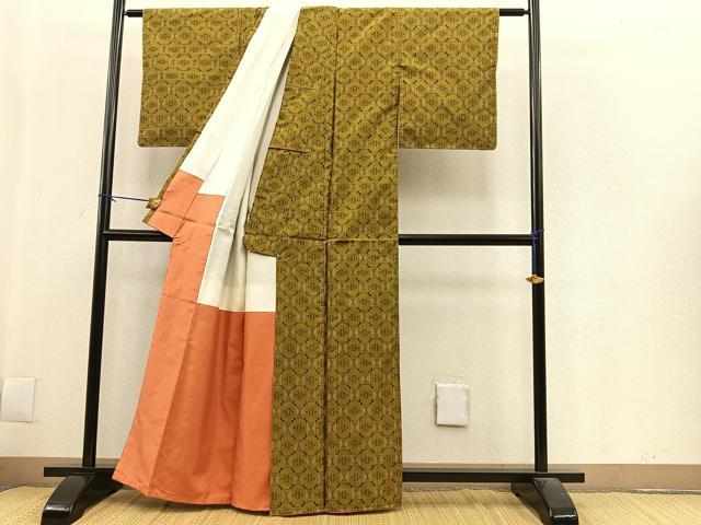 平和屋着物●本場琉球絣 紬 花菱文 正絹 逸品 BAAL9460pk