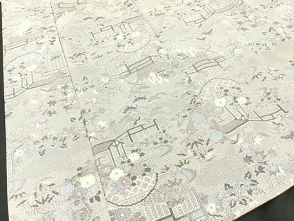 平和屋着物●本場大島紬 白大島 浜松風景文 正絹 逸品 未使用 BAAL9569pk
