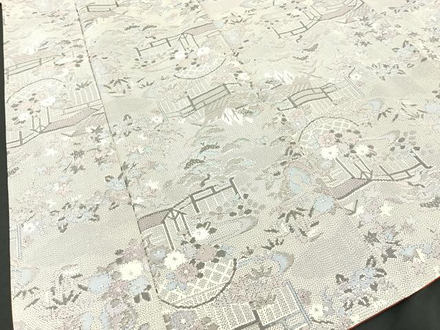 平和屋着物●本場大島紬 白大島 浜松風景文 正絹 逸品 未使用 BAAL9569pk