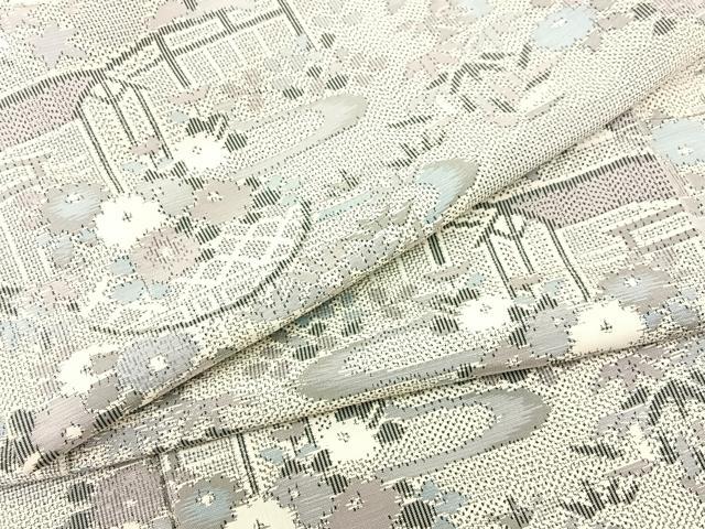 平和屋着物●本場大島紬 白大島 浜松風景文 正絹 逸品 未使用 BAAL9569pk