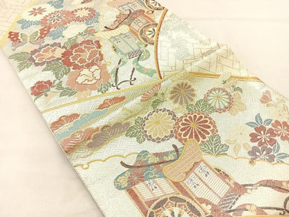 平和屋着物◎九百佐賀錦 六通柄袋帯 王朝華宝織 金銀糸 正絹 逸品 BAAM0005if