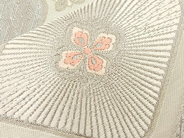 平和屋着物◎六通柄袋帯 唐織 蜀江花菱文 銀糸 正絹 逸品 BAAM0013if