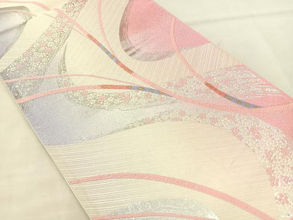 平和屋着物◎六通柄袋帯 唐織 熨斗花流し 金銀糸 正絹 逸品 BAAM0016if