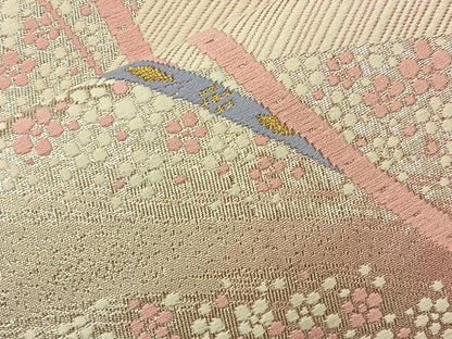 平和屋着物◎六通柄袋帯 唐織 熨斗花流し 金銀糸 正絹 逸品 BAAM0016if